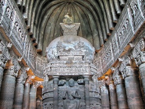 Cave temple associated with the Mahāsāṃghika sect. Ajaṇṭā Caves, Mahārāṣtra, India